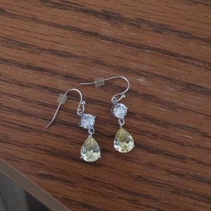 Yellow and CZ earrings